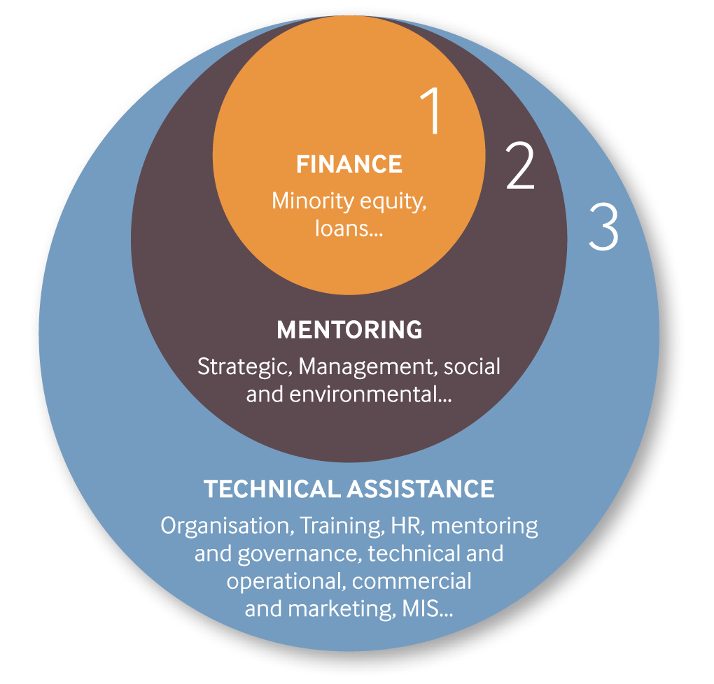 Partnership with Investisseurs et Partenaires englodes the financement, the mentoring and technical assistance